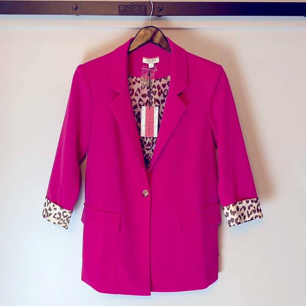 New Andree By Unit Hot Pink Blazer 95% Poly, 5% Spandex Lining 100…